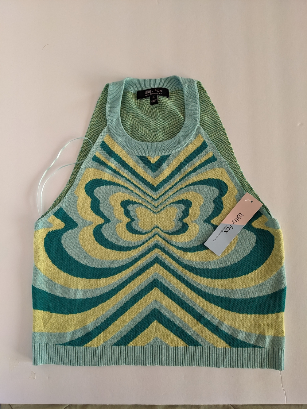 Witty Fox Sleeveless Knit Crop Top - Retro Y2K